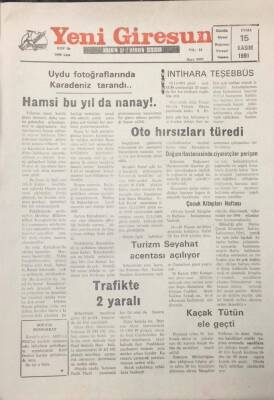 Yeni Giresun Gazetesi 15 Kasım 1991 Uydu Fotoğraflarında Karadeniz Tarandı GZ25622 - 1