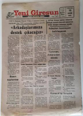 Yeni Giresun Gazetesi 15 Kasım 1995 - Fındık İhracatımız 224.5 Milyon Dolar GZ28711 - 1