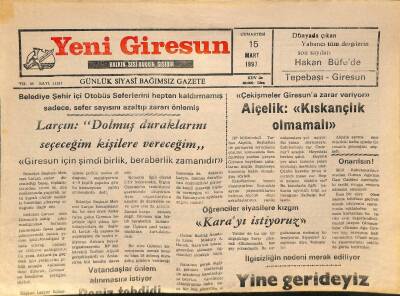 Yeni Giresun Gazetesi 15 Mart 1997 - Egsoz Gazı Ölçümleri Devam Ediyor GZ77942 - 1