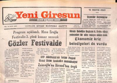 Yeni Giresun Gazetesi 15 Mayıs 2001 - Giresunspor Bu Yılı Kurtardı GZ107859 - 1