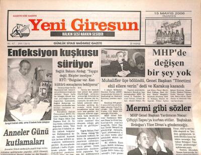 Yeni Giresun Gazetesi 15 Mayıs 2006 - Giresunsporda Birlik Ve Beraberlik Şart GZ108638 - 1