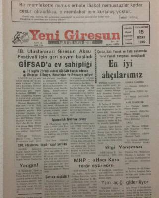Yeni Giresun Gazetesi 15 Nisan 1995 - En İyi Ahçılarımız GZ34639 - 1