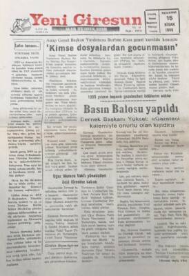 Yeni Giresun Gazetesi 15 Nisan 1996 Anap Genel Başkan Yardımcısı Burhan KaraKimse Dosyalardan Gocunmasın GZ30436 - 1
