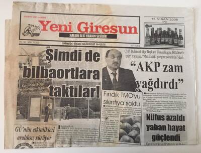 Yeni Giresun Gazetesi - 15 Nisan 2008 - Karayolları Bölge Müdürlüğünün Gözü Giresun Üzerinde , Fındık TMOyu Sıkıntıya Soktu - GZ43809 - 1