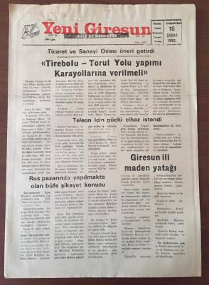 Yeni Giresun Gazetesi 15 Şubat 1992- Telefon İçi Güçlü Cihaz İstendi GZ10227 - 2