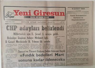Yeni Giresun Gazetesi 15 Şubat 1999 - CHP Adayları Belirlendi GZ31080 - 1
