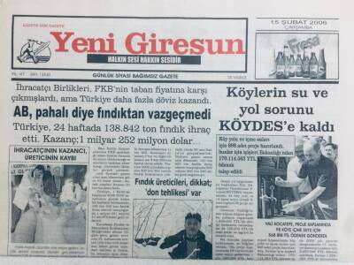 Yeni Giresun Gazetesi 15 Şubat 2006 - AB Pahallı Diye Fındıktan Vazgeçmedi GZ41356 - 1