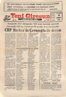 Yeni Giresun Gazetesi 15 Temmuz 1995 - Fındıkta Islah Yöntemleri Kullanılmalı GZ79315 - 1
