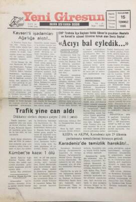 Yeni Giresun Gazetesi 15 Temmuz 1996- Karadenizde Temizlik Harekatı GZ14018 - 2