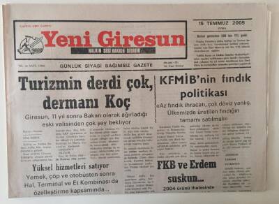 Yeni Giresun Gazetesi 15 Temmuz 2005 - Turizmin Derdi Çok Dermanı Koç GZ31152 - 1