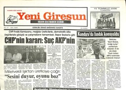 Yeni Giresun Gazetesi 15 Temmuz 2006 - CHP Afetzedelerin Yanındaydı GZ101922 - 1