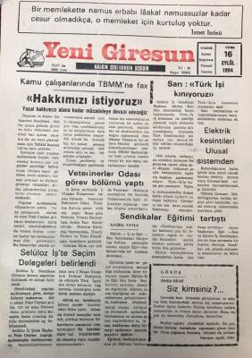 Yeni Giresun Gazetesi 16 Eylül 1994Süleyman Demirel Gelecekten Endişe Etmeye Gerek Yok GZ30029 - 1