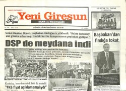 Yeni Giresun Gazetesi 16 Eylül 2006 - DSP Meydanlara İndi GZ101850 - 2