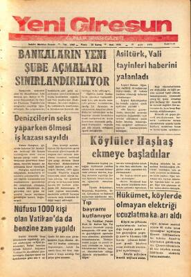 Yeni Giresun Gazetesi 16 Mart 1974 - Oğuzhan Asiltürk,Tayin Haberlerini Yalanladı GZ108525 - 1