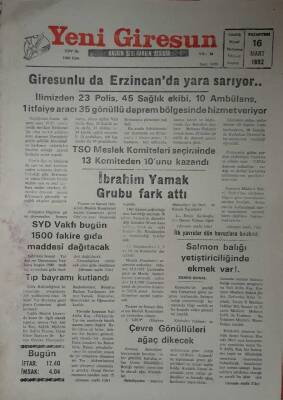 Yeni Giresun Gazetesi 16 Mart 1992-Almanyada Türkiye Bilgi Merkezi Kuruldu GZ45760 - 2
