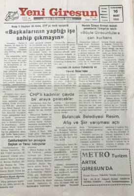 Yeni Giresun Gazetesi 16 Mart 1996 Nermin Özkaya Giresun Mahalli Yemeklerini Türkiyeye Tanıttı GZ30274 - 1