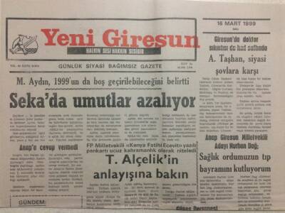 Yeni Giresun Gazetesi 16 Mart 1999 - Sekada Umutlar Azalıyor GZ34679 - 1