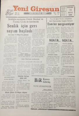 Yeni Giresun Gazetesi 16 Mayıs 1990 Şenliğe Deniz Baykal Ve Fatma Girik De Katılacak GZ26056 - 1