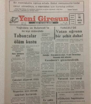 Yeni Giresun Gazetesi 16 Mayıs 1995 - Tabancalar Ölüm Kustu GZ34662 - 1