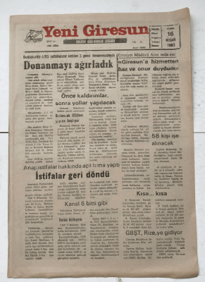 Yeni Giresun Gazetesi 16 Nisan 1993 - Donanmayı Ağırladık GZ7512 - 1
