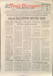 Yeni Giresun Gazetesi 16 Ocak 1993 - Seka İşçisinde Mutlu Son - Giresunspor'da Görev Değişikliği GZ2961 - Gökçekoleksiyon