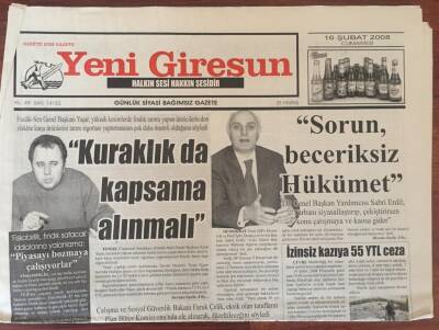 Yeni Giresun Gazetesi - 16 Şubat 2008 - Tarım Sigortasında Kuraklık Da Kapsama Alınmalı - GZ43683 - 2