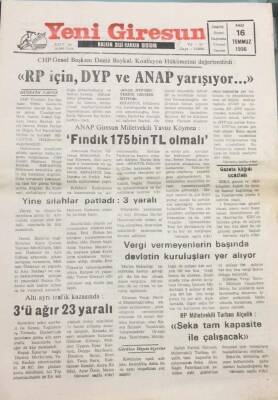 Yeni Giresun Gazetesi 16 Temmuz 1996- Seka Tam Kapasite İle Çalışacak GZ14024 - 1