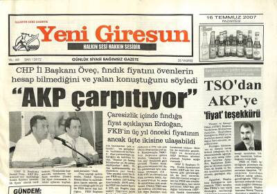 Yeni Giresun Gazetesi 16 Temmuz 2007 - AKP Çarpıtıyor GZ101945 - 2