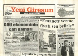 Yeni Giresun Gazetesi 17 Ağustos 2013 - Fındığı Emanete Verme GZ101840 - 2