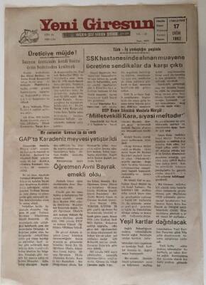 Yeni Giresun Gazetesi 17 Ekim 1992 - İlimizde Yeşil Kartlar Dağıtılacak GZ28702 - 1