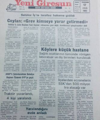 Yeni Giresun Gazetesi 17 Eylül 1992 - Köylere Küçük Hastane GZ40728 - 1