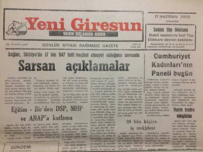 Yeni Giresun Gazetesi 17 Haziran 2000 - Sarsan Açıklamalar GZ35450 - 1