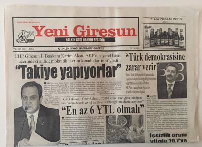 Yeni Giresun Gazetesi 17 Haziran 2008 - Fındık En Az 6 Ytl Olmalı GZ31173 - 1