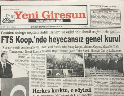 Yeni Giresun Gazetesi 17 Kasım 2005 Herkes Korktu O Söyledi Akif HamzaçebiGZ30174 - 1