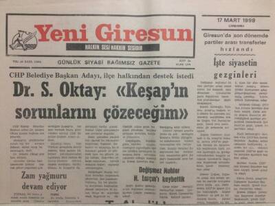 Yeni Giresun Gazetesi 17 Mart 1999 - Zam Yağmuru Devam Ediyor GZ34678 - 1