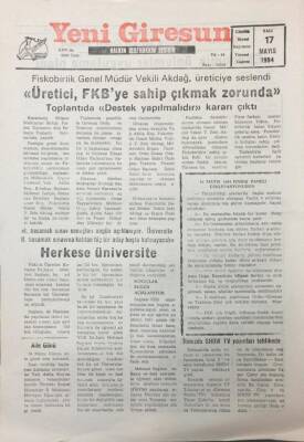Yeni Giresun Gazetesi 17 Mayıs 1994 Giresunsporun Ligde Kalma Mücadelesi GZ26055 - 1