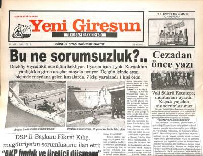 Yeni Giresun Gazetesi 17 Mayıs 2006 - Giresunspor Savunmasını Bozmak İstemiyor GZ108640 - 1