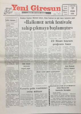 Yeni Giresun Gazetesi 17 Nisan 1996- Mehmet Larçın Halkımız Artık Festivale Sahip Çıkmaya Başlamıştır GZ14026 - 1