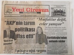 Yeni Giresun Gazetesi - 17 Nisan 2008 - AKPnin Tarım Politikası İflas Etti - GZ43808 - 1