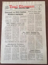 Yeni Giresun Gazetesi 17 Şubat 1992- Emniyet Ve Milli Eğitim Müdürü GZ10228 - 1