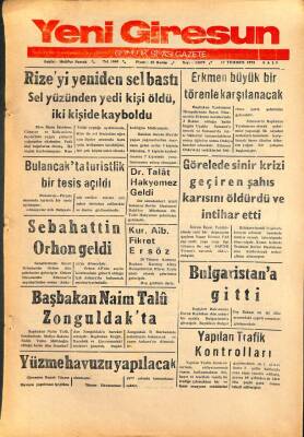 Yeni Giresun Gazetesi 17 Temmuz 1973 - Beşiktaşın Bütün Ümidi Necmide, Giresunsporda Gözden Çıkarılan 3 As GZ108536 - 1