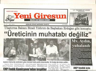 Yeni Giresun Gazetesi 17 Temmuz 2006 - Binali YıldırımÜreticinin Muhatabı Değiliz GZ108576 - 1