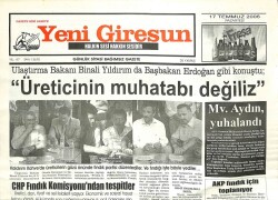 Yeni Giresun Gazetesi 17 Temmuz 2006 - Kırım Kongo Kurbanı Hemşireye Kireçli Mezar GZ101921 - 1