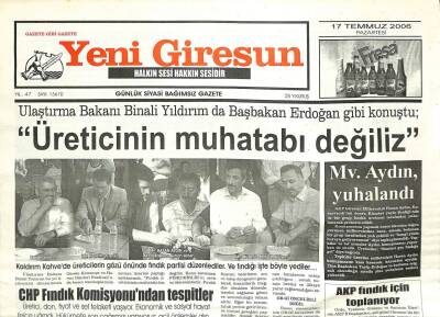 Yeni Giresun Gazetesi 17 Temmuz 2006 - Kırım Kongo Kurbanı Hemşireye Kireçli Mezar GZ101921 - 2