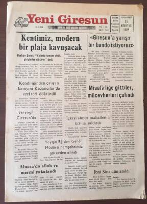 Yeni Giresun Gazetesi 18 Ağustos 1984 - Profesyonel Futbol Yönetmenliği Değişti GZ6875 - 1