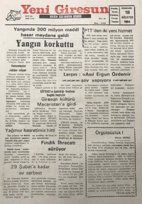Yeni Giresun Gazetesi 18 Ağustos 1994Çay Pratik Hazım İlacı GZ25998 - 1