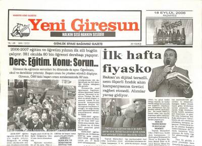 Yeni Giresun Gazetesi 18 Eylül 2006 - Adaya İzci Eli Değdi GZ107818 - 1