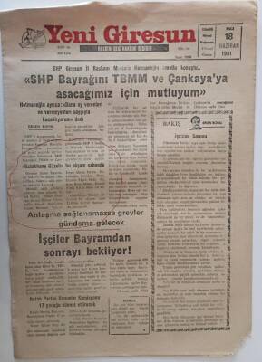 Yeni Giresun Gazetesi 18 Haziran 1991 - İşçiler Bayramdan Sonra Anlaşma Olmazsa Greve Gidecek GZ31159 - 1