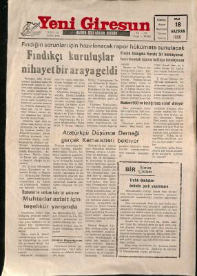 Yeni Giresun Gazetesi 18 Haziran 1996 - Atatürkçü Düşünce Derneği Gerçek Kemalistleri Bekliyor GZ124385 - 1