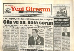 Yeni Giresun Gazetesi 18 Kasım 2006 - Çöp Ve Su Hala Sorun GZ101824 - 1